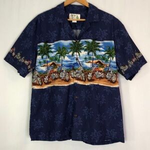 Mens KY's Hawaiian Harley Davidson Motorcycles  Palms Shirt Size XL